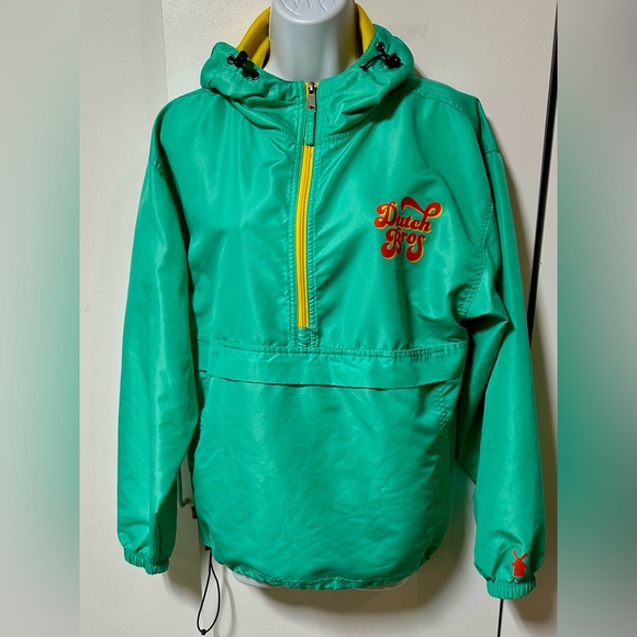 Dutch Bros Jackets & Blazers - Dutch Bros 1/4 Zip Pullover Anorak Unisex Windbreaker Minty Green/yellow